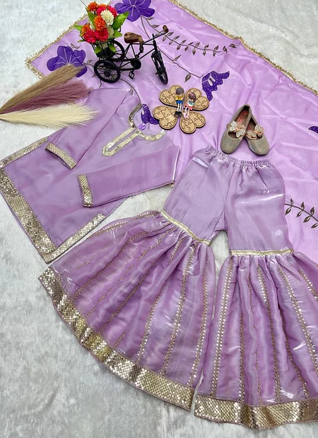 Oc 242 Pure Gmy Silk Embroidery Sequence Work Kids Wear Collections